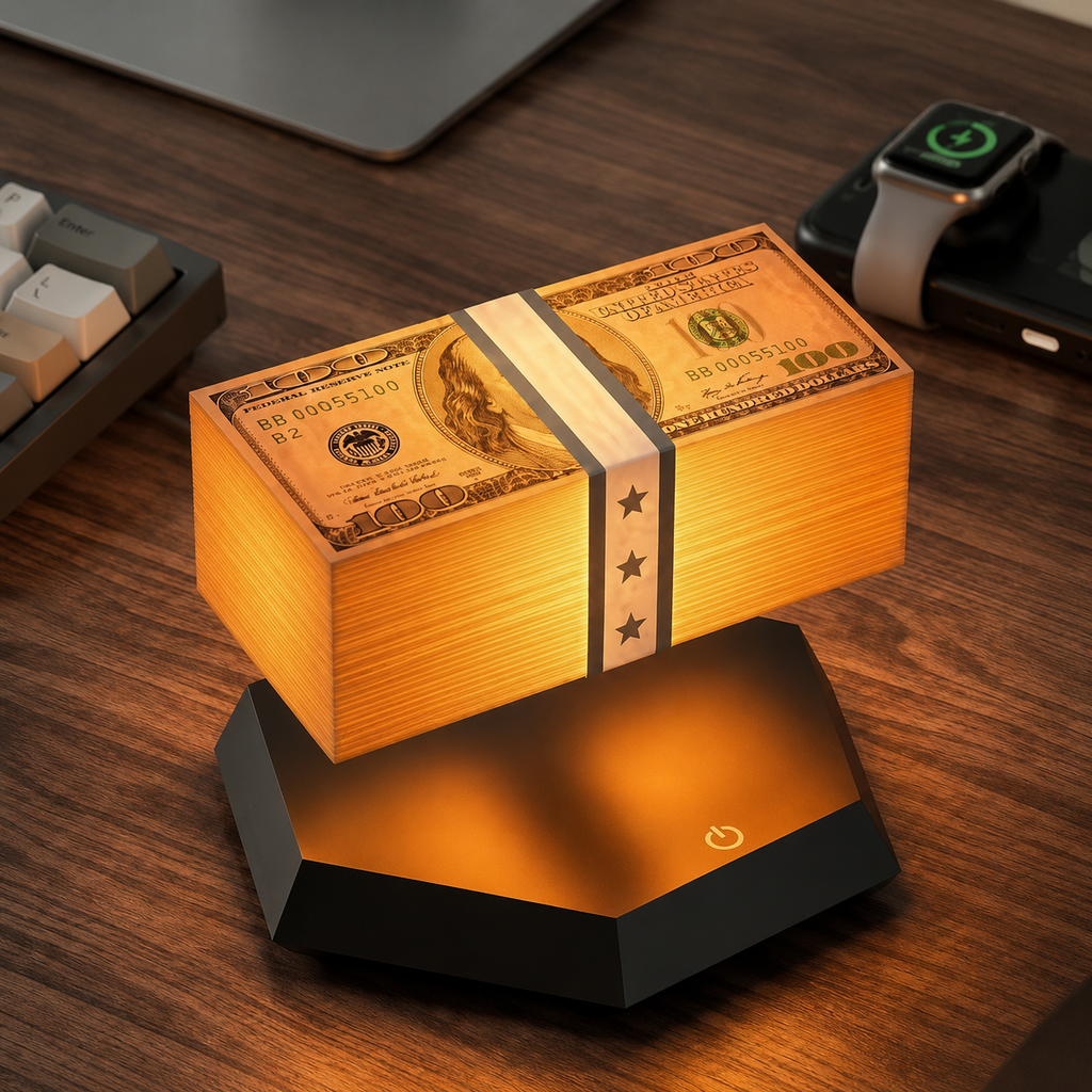 Magnetic Levitating Money Lamp Floating Glowing Cash Gamer Desk Setup Cyberpunk Decor Gift