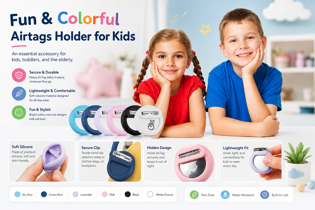Air Tag Holder for Kids (2 Pack), Hidden GPS Tracker Case with Pin for Airtag 1st & 2nd Gen, Silicone Protective Cover for Toddlers, Children, Elderly, Cloth, Pants, Shoe, Backpack(White+Purple)