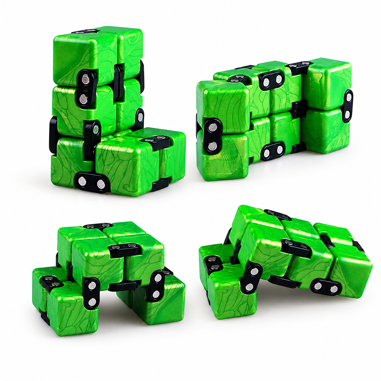 Cubelelo Infinity Drift Cube™ – Premium Fidget Puzzle Toy for Stress Relief, Finger Tricks & Desk Fun | Portable Anti-Anxiety Flip Cube for Kids, Teens & Adults | Cool Mini Brain Game Gift | Ages 3+ (Green)