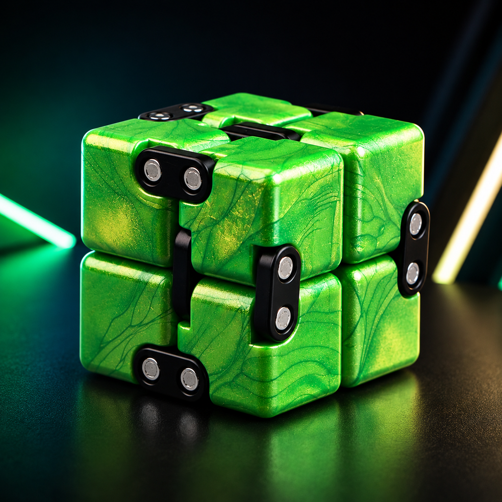 Cubelelo Infinity Drift Cube™ – Premium Fidget Puzzle Toy for Stress Relief, Finger Tricks & Desk Fun | Portable Anti-Anxiety Flip Cube for Kids, Teens & Adults | Cool Mini Brain Game Gift | Ages 3+ (Green)