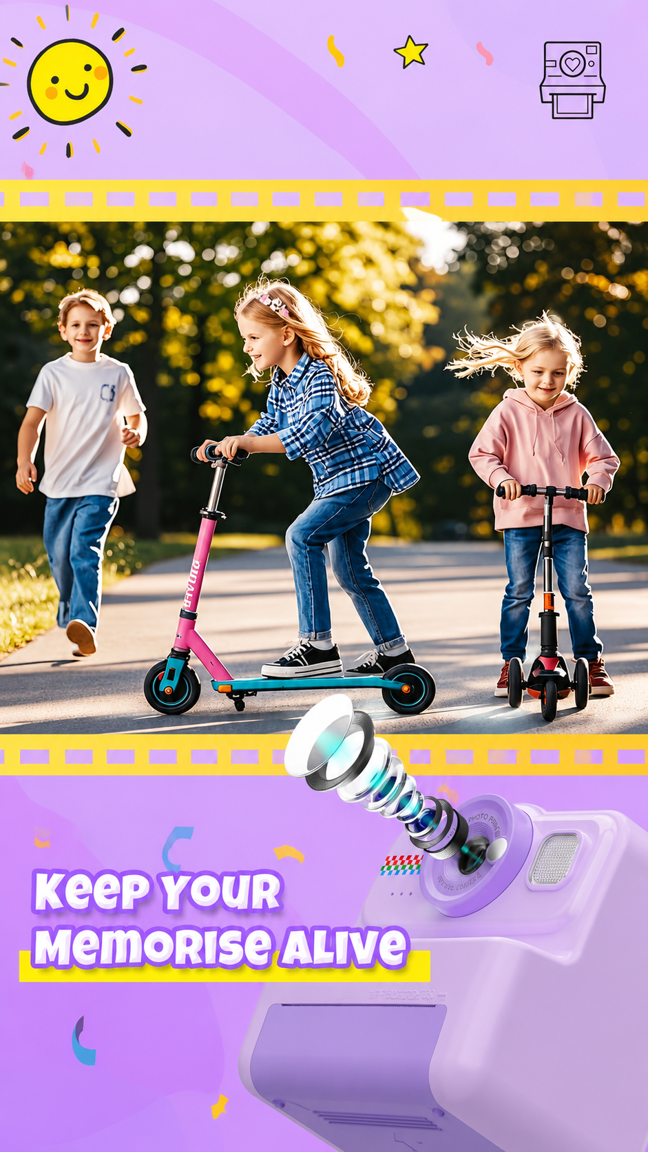 HiMont Kids Instant Print Camera for Boys & Girls | 1080P HD Digital Photo & Video Camera with Instant Thermal Printing, 32GB Memory Card & 3 Paper Rolls | Fun Educational Gift Toy for Kids Age 3-12 Years