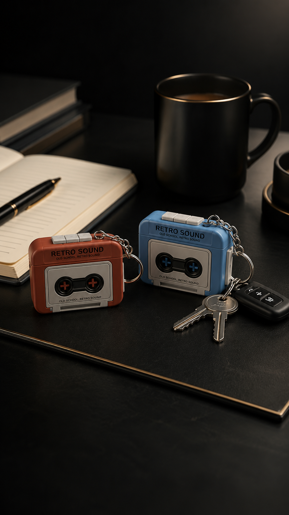 RetroSound Mini Voice Recorder Keychain – Vintage Cassette Style Audio Recorder with Instant Playback, Portable Retro Keychain Gadget for Voice Notes, Memories & Fun Recordings (Pack of 1)