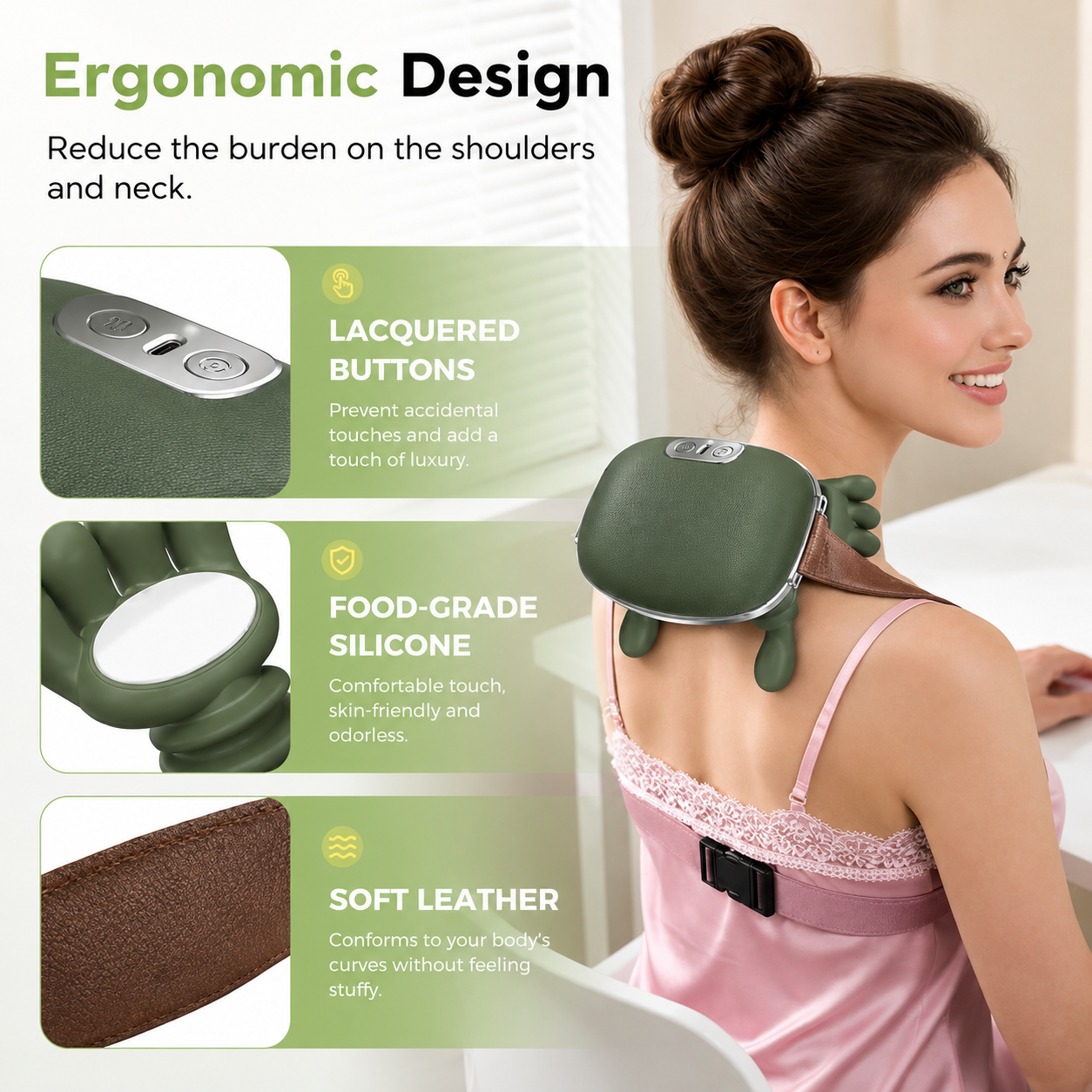 Shoulder and Neck Massager, Neck Massager for Pain Relief Deep Tissue with Two-Speed Temperature Adjustment Dual-Zone Heat, Back and Leg Massagers with Simulation Palm, Useful Gift