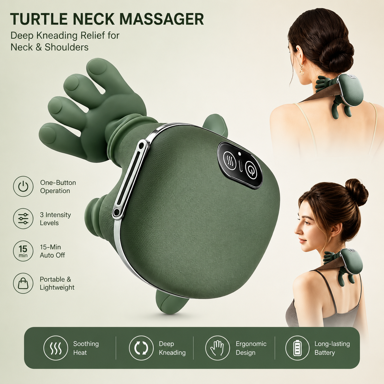 Shoulder and Neck Massager, Neck Massager for Pain Relief Deep Tissue with Two-Speed Temperature Adjustment Dual-Zone Heat, Back and Leg Massagers with Simulation Palm, Useful Gift